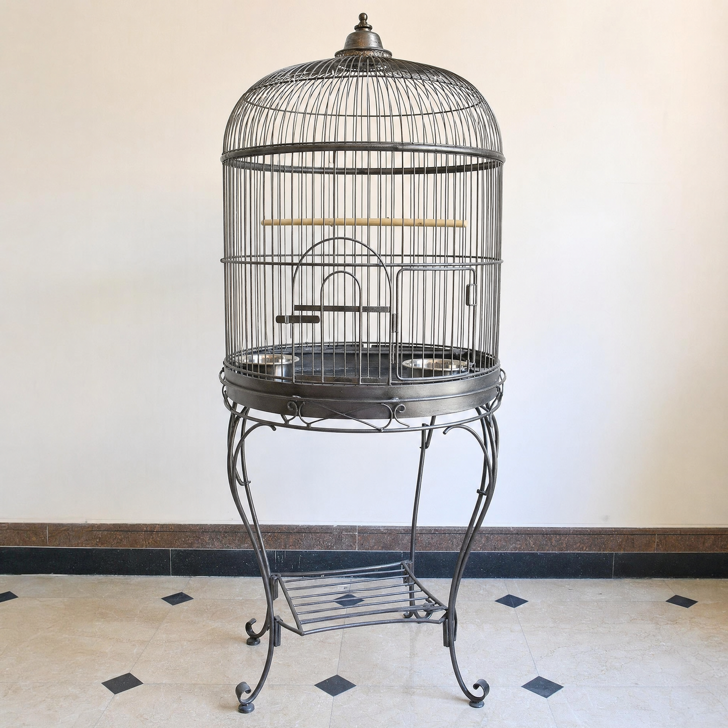Large Wrought Iron Bird Cage with Stand