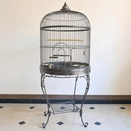Large Wrought Iron Bird Cage with Stand